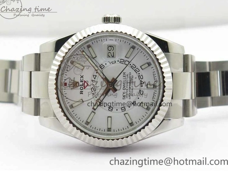 Good Copy Rolex Watches TechFriendly Bracelet to 2880 White Best Dial 326934 1:1 on 23J Edition Asian SS Noob SS Sky-Dweller 1219